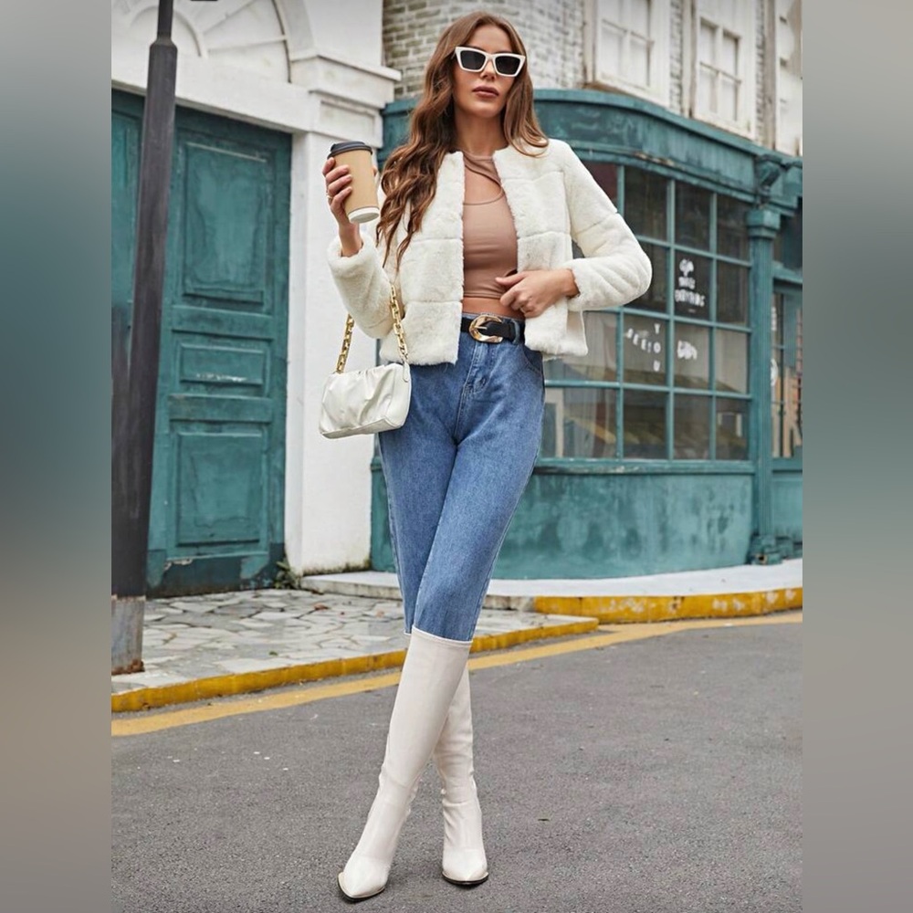 Elegant Cream Fussy Coat Jacket